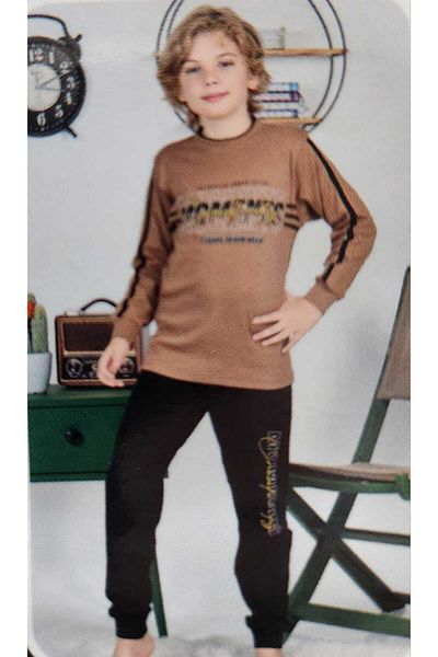 KAPİKİDS Kapikids μακρυμάνικο 100% βαμβακερό σετ ανδρικής παιδικής πιτζάμες 5139