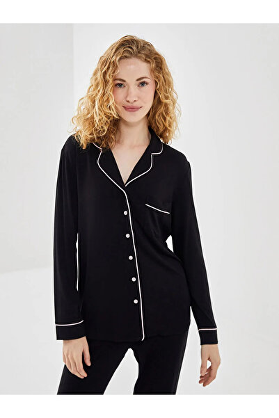 LC Waikiki Σετ γυναικεία πιτζάμα με μαύρο γιακά πουκάμισο LCW DREAM