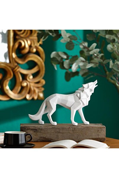 SUME Dekoratif Büyük Boy Kübik Uluyan Kurt Biblo Ev Masa Dekoru