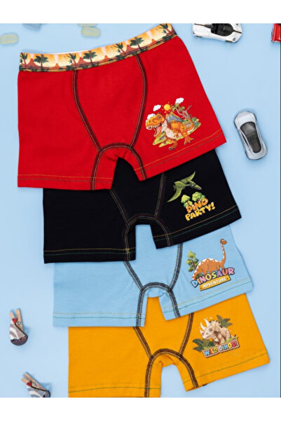 MAN&TO Çocuk Boxer  DİNAZOR figürlü 4'lü Paket