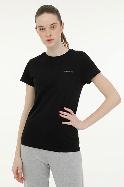 lumberjack W-ct122 Basic C-Neck T-sh Μαύρο γυναικείο κοντομάνικο μπλουζάκι