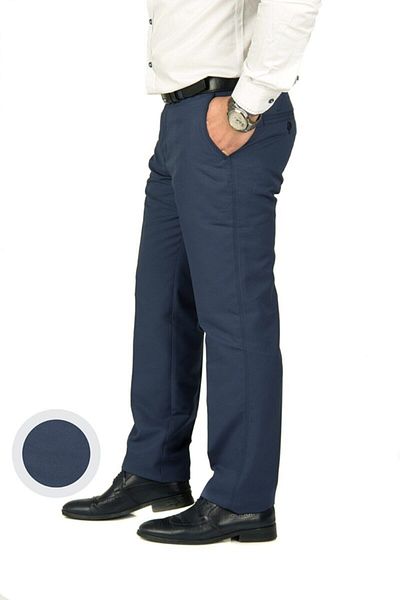 wontilotte Dark Indigo Linen Men's Trousers - Dobby(8) Men's Classic Trousers