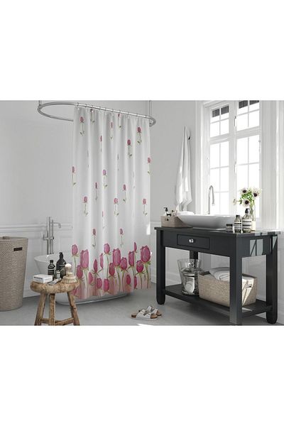 Zethome 1x180x200 Κουρτίνα ντουζιέρας με μονό φτερό με δώρο δαχτυλίδι - 7017