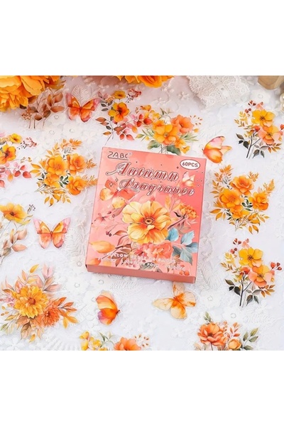 Mona Craftist 60 قطعة من ملصقات الزهور البرتقالية الشفافة، مجلة سكرابوك، مخطط...