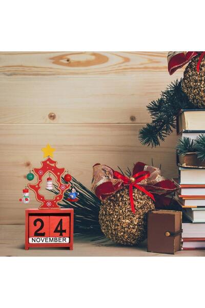 SUME Decorative Miniature Desk Calendar Wooden Christmas Ornament Table Decor