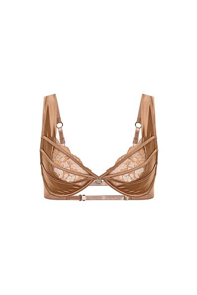 Feu De Elu Σουτιέν Brigette Brown Satin Lace Balconette
