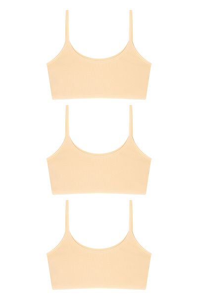 Arma Yıldız Nude Colored 3 Pieces Cotton Half Tank Training Bra - Young Girl