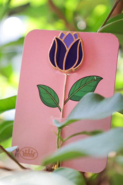 Kuker Madeni Eşya Lale Broş