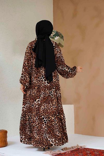 Neva Style Rochie Hijab cu imprimeu leopard 20572LP