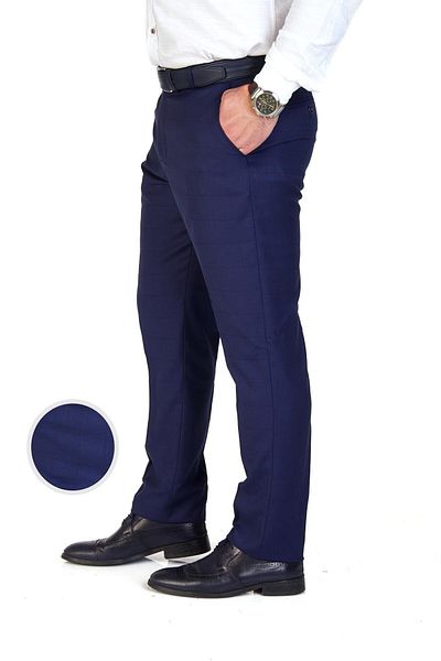 wontilotte Men's Self Patterned Dark Parliament Regular Fit Fabric Trousers