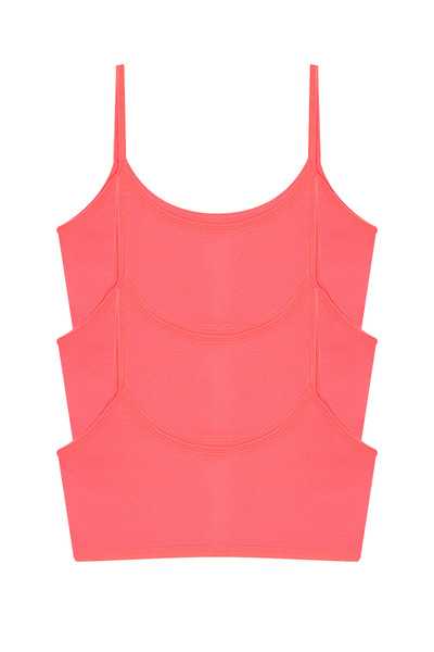 Arma Yıldız 3 Adet Pembe Kız Çocuk Yarım Atlet Pedsiz Pamuklu Genç Kız Alıştırma Sütyeni