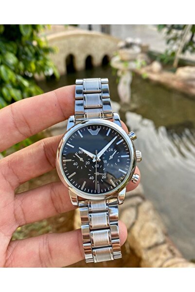 ÇENÇEN Erkek Çelik Gümüş Kordon Siyah Kadran Analog Yeni Model Kol Saati