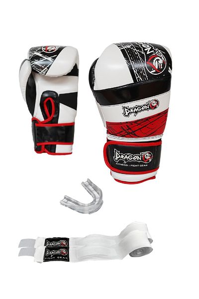 Dragondo 30027-P Red Land Set of 3 Muay Thai Boxing Gloves