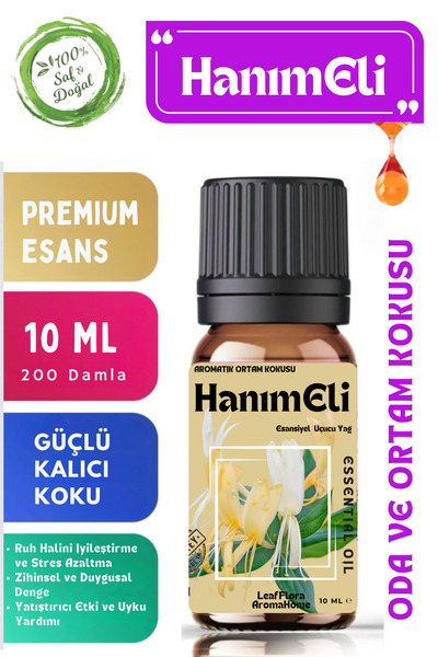 LeafFlora AromaHome Hanımeli - Esansiyel Uçucu Yağ - Aromatik Oda ve Ortam Ko...