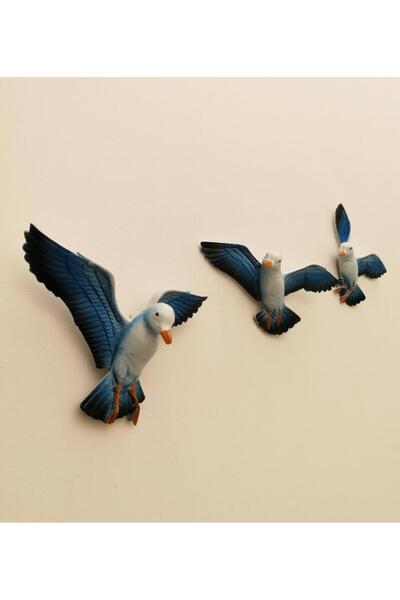 SUME Üçlü Kuş Duvar Süsü Dekoratif Üçlü Martı