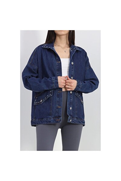 Narnuga Σκούρο μπλε τζιν μπουφάν με πέτρινη λεπτομέρεια - 20387.1778