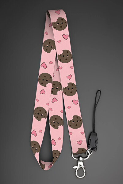 Apptakı Pembe Kurabiye Boyun Askı İpi Telefon Askısı Yaka Kartı Aksesuar - AS...