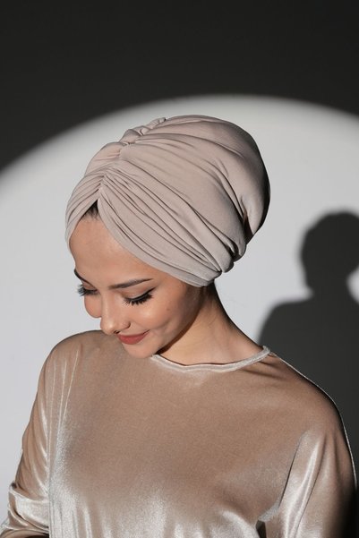 Ambargo İpek Sandy Fabric Bonnet – (Cream) Cotton Combed Cotton Lining Inside, Lycra