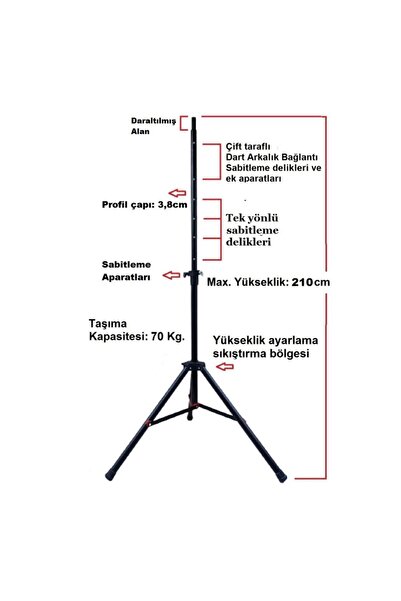 DARTSAN Tripod Ayaklı Dart Arkalık Stand Seti. Lacivert Renk. .