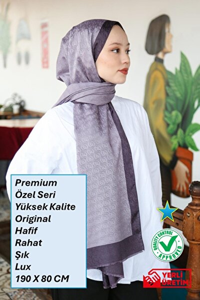 Hint İpek Premium Lux Original Monogram Şal (İPEK VUAL, YÜKSEK KALİTE, HAFİF,...