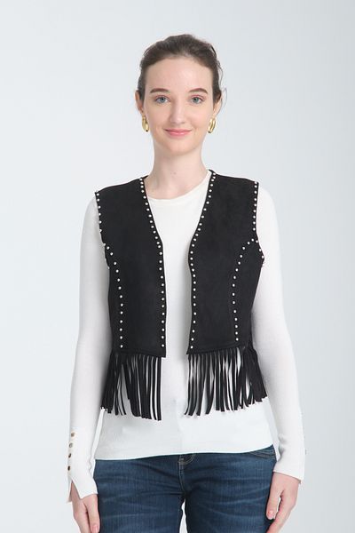 Wissi Life Sukuba Suede Tassel Vest with Stones