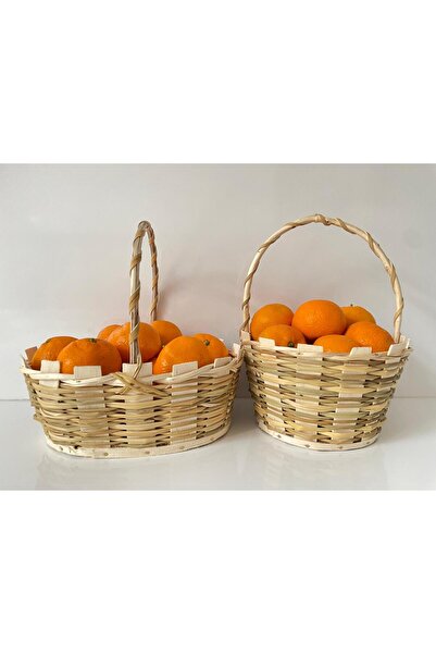 Beyaz Atölyem Hasır 2li Meyve Toplama Sepeti