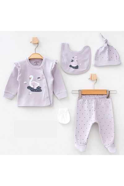 Aziz Bebe Set of 5 Baby Hospital Release Organic Cotton Newborn Baby