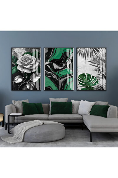 Harika bir ev Hari̇kabi̇rev | Green-Grey Abstract Leafy Rose Combination | Fr...
