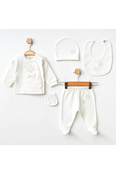 Aziz Bebe Set of 5 Baby Hospital Release Organic Cotton Newborn Baby