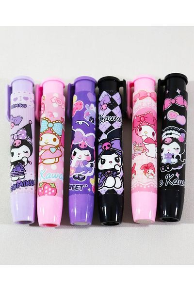 Modellino Pachet de 6 gumă de șters Kawaii Cute Cat Hello Kitty 803 cu rachetă automată