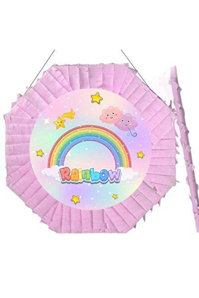 Parti Dükkanım Gökkuşağı Temalı Pinyata 42 Cm + Sopası