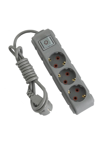 UFO 3 Lü Uzatma Grup Priz Anahtarlı 3 Metre Gri