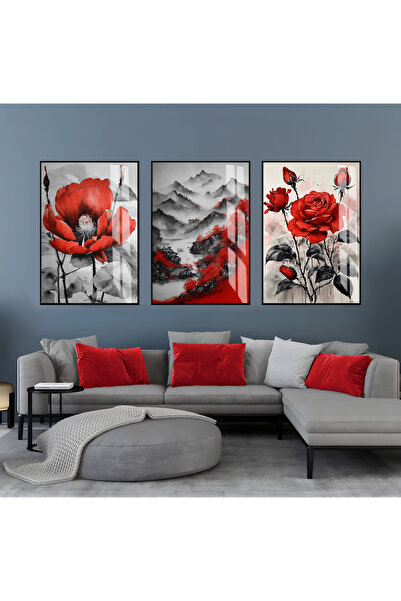 Harika bir ev Hari̇kabi̇rev | Red-Gray Flower Landscape Combination Ii | Fram...