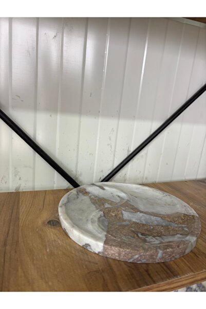 ERŞATIRTAŞ Καφέ μοντέρνα πιατέλα παρουσίασης με μοτίβο, μαρμάρινη θήκη για σνακ