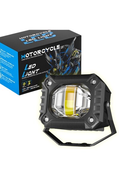 DEKOHOP Motosiklet Scooter Led Sis Farı Set Delici Işık Beyaz Sarı Metal Kasa...