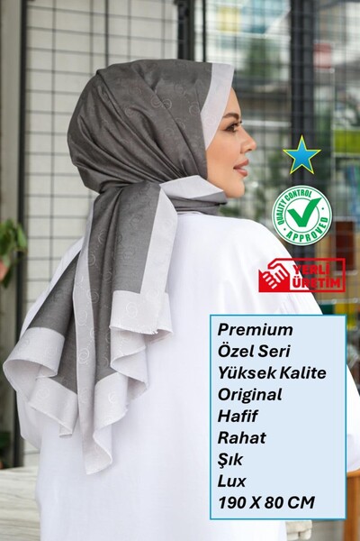 Hint İpek Premium Lux Original Monogram Şal (İPEK VUAL, YÜKSEK KALİTE, HAFİF,...