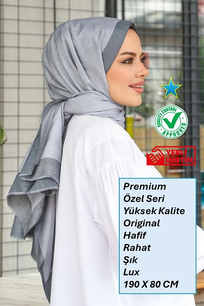 Hint İpek Premium Lux Original Monogram Shawl (Silk Voile, High Quality, Lightweight, Casual, Stylish, Testure Clothing)