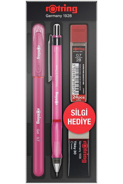 STOREMAX Sellbuystore Visuclick Gel School Set 0.7 Mm, Mechanical Pencil, Nib and Eraser Set, Pink 105351