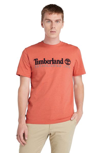 Timberland Embroidery Logo Tee Red Men's Short Sleeve T-Shirt