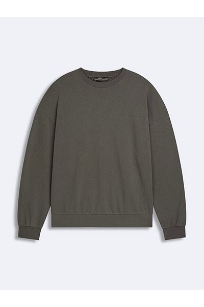 Ltb Slogan Crew Neck Long Sleeve Relaxed Fit Gray Sweatshirt