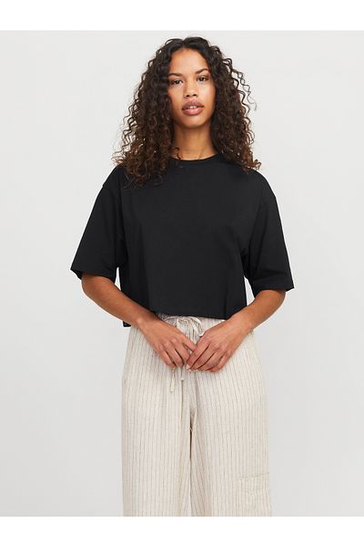 Jack & Jones Jack Jones Jxandrea Loose Ss Cropped Tee Jrs Noos Kadin Siyah Tshirt 12270673-02