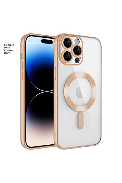 Zebana Apple iPhone 14 Pro Uyumlu Kılıf Glint Silikon Kılıf (Kablosuz Şarj De...