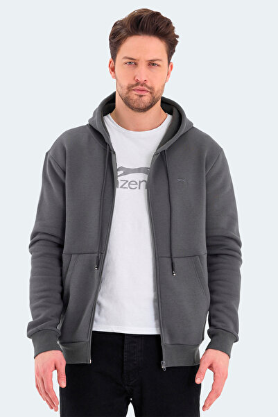 Slazenger Ανδρικό φούτερ VONDA με φερμουάρ, κουκούλα και τσέπες σε σκούρο γκρι χρώμα