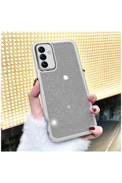 Pro Aksesuar Samsung Galaxy A34 Compatible Case Glittery Silicone Case with Camera Lens Protection Gray
