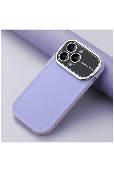 Zebana Apple iPhone 13 Pro Max Uyumlu Kılıf Trend Lens Silikon Kılıf Lila