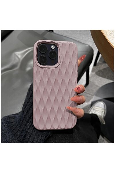 Zebana Apple iPhone 13 Pro Uyumlu Kılıf 3D Wrink Silikon Kılıf Pembe