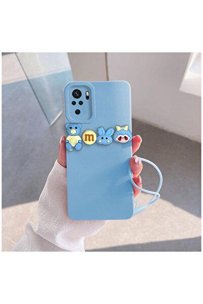 Zebana Xiaomi Redmi Note 10 Uyumlu Kılıf Love Bear Silikon Kılıf Açık Mavi