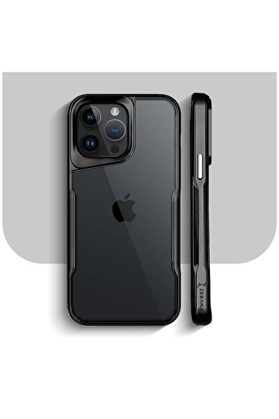 Apple iPhone 15 Pro Max Uyumlu Kılıf Zebana Platin Silikon Kılıf Siyah