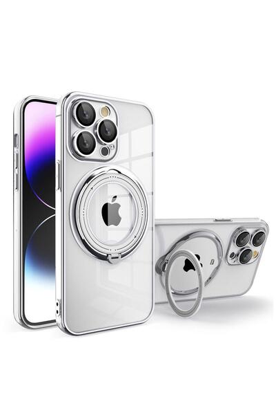 Zebana Apple iPhone 15 Pro Uyumlu Kılıf Manyetik Standlı Most Silikon Kılıf (...