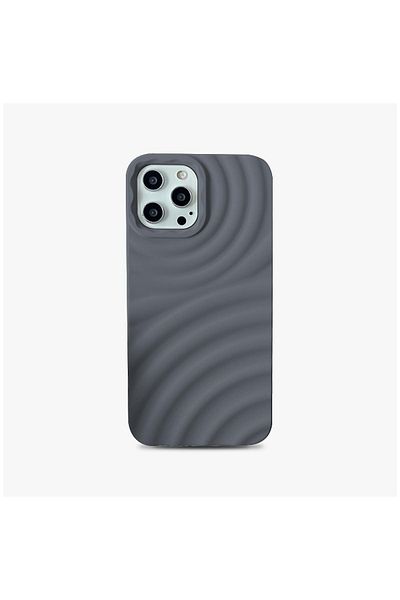 Zebana Apple iPhone 12 Pro Max Compatible Case 3D Water Silicone Case Gray